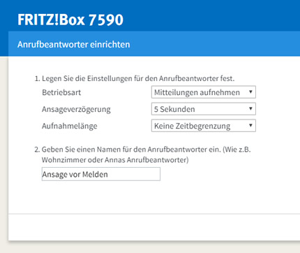 Ansage vor Melden mit der FritzBox